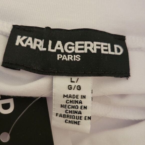 Karl Lagerfeld Paris Womens Mock Neck Top with Patch (Size L) - Picture 6 of 10